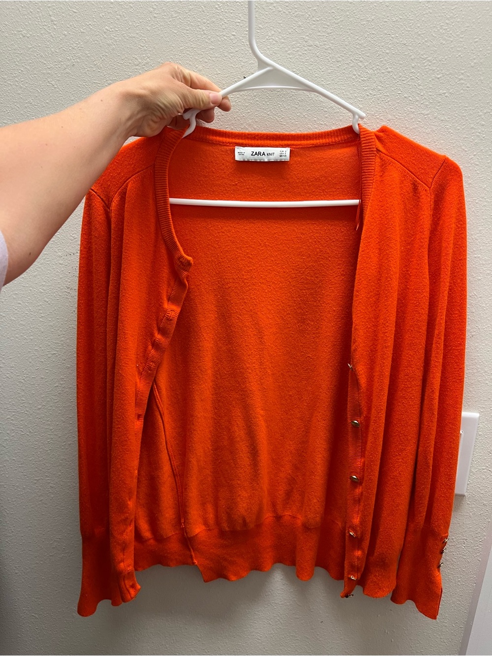 Zara Bright Orange Lightweight Button Cardigan